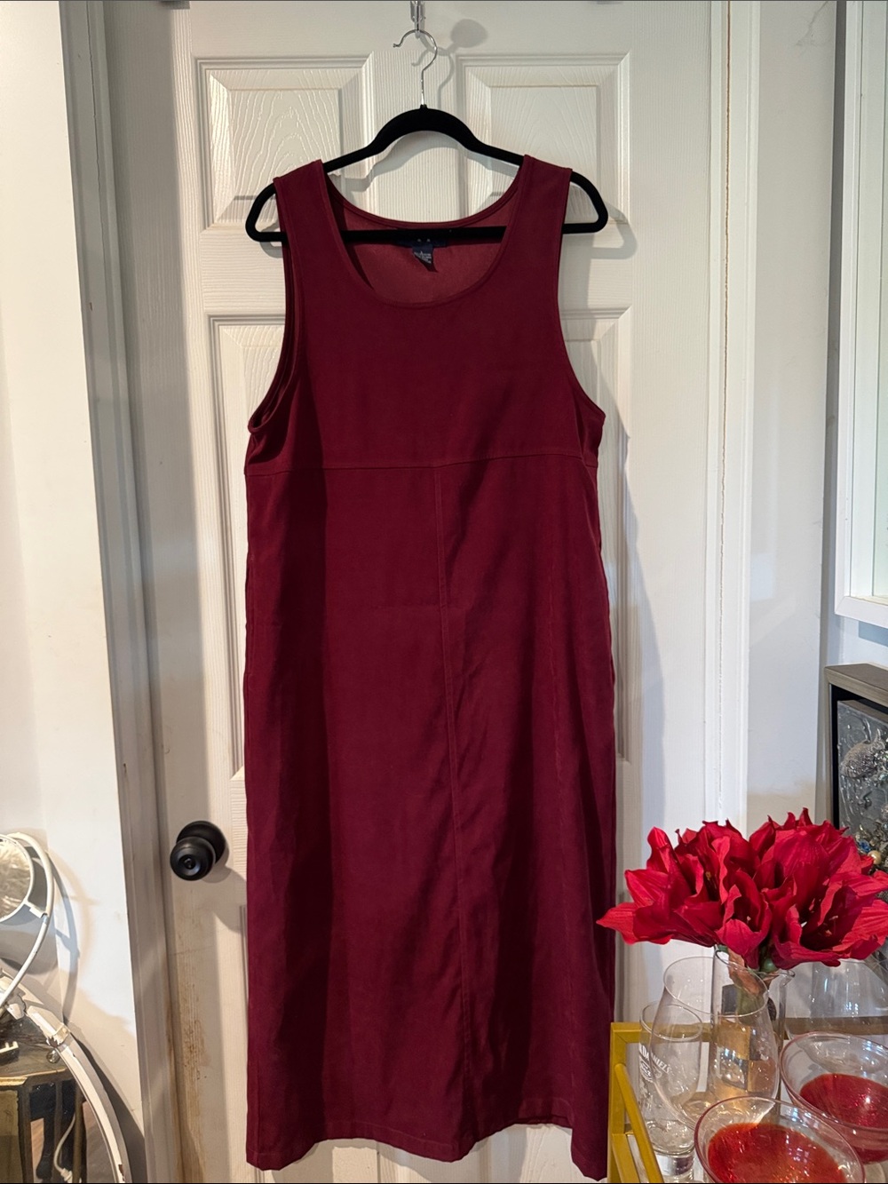 TY Original Wear Sleeveless Suede Burgundy Shift Dress